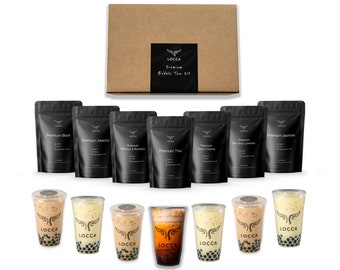 Boba Tea Gift Set, Shop Bubble Tea Kit with Flavors, Unique Gift for Her and Boba Tea Menu with 56+ Drinks