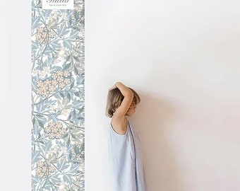 Toise décorative pour chambre bébé enfant mesurer jusqu'à 1m60 matière indéchirable en toile enduite motif floral vintage fleurs