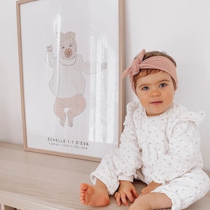 Póster de nacimiento de bebé personalizado a escala 1:1, a partir de tus fotos, ilustración, idea de regalo de nacimiento, póster a tamaño real