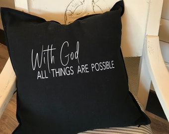 Dekokissen, Dekokissen, Kissenbezug, Mit Gott sind alle Dinge möglich
