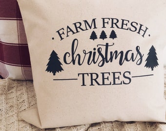 Christmas Pillow Cover/Farm Fresh Christmas Trees/Christmas decor/Decorative Pillow Cover