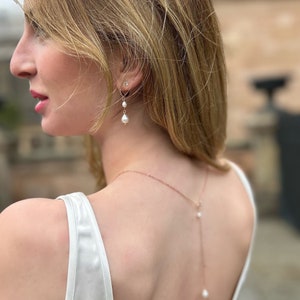 MILENA-Set handgefertigtes Süßwasserperlen-Brautschmuck-Set/Hochzeitsohrringe/Halskette/Armband/Rückenkette Bild 1