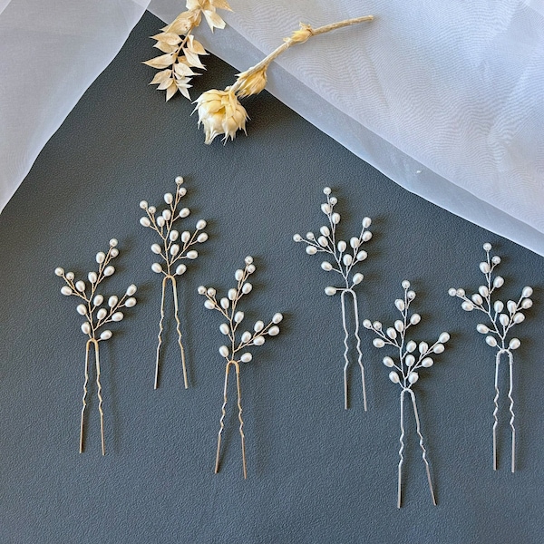 JUDY - Lot de 3 épingles à cheveux pour la mariée en perles / Accessoires cheveux de mariage/coiffe/demoiselle d'honneur