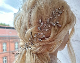 SHANA - Shiny Rhinestone Bridal Hair Vine Silver/Gold/Rose Gold/ Bridesmaid HeadPiece/Minimalist wedding