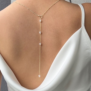 DARLA chain - Fresh Water Pearl backdrop chain / bridal necklace