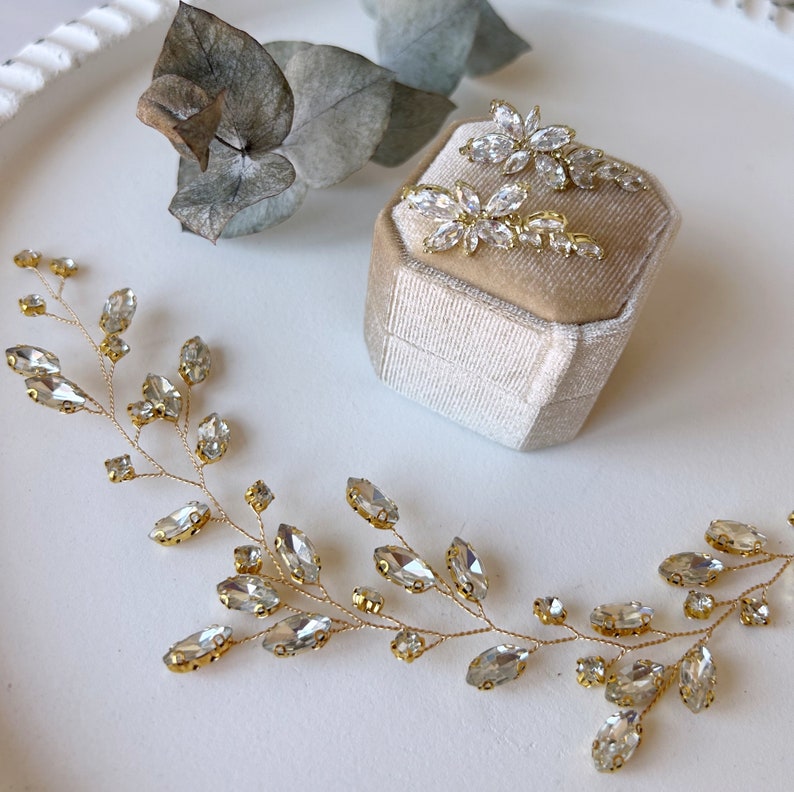 SHANA Shiny Braut Haarranke Silber / Gold / Rose Gold / Brautjungfer Kopfstück / Minimalistische Hochzeit Bild 6