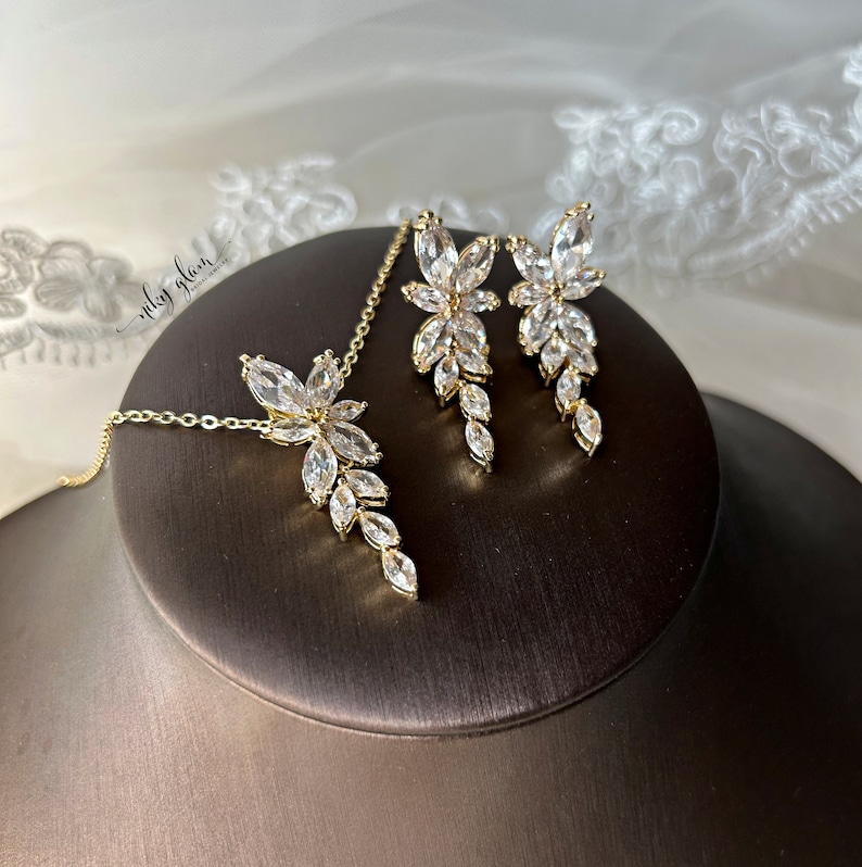 ORCHID set Braut Design Schmuck Set Roségold oder Silber oder Gold/Kristall Ohrringe Armband Halskette Bild 5