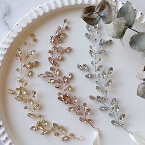 SHANA Shiny Braut Haarranke Silber / Gold / Rose Gold / Brautjungfer Kopfstück / Minimalistische Hochzeit Bild 3