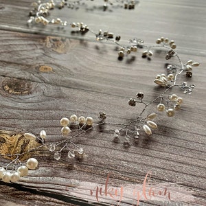 ELVINA Braut-Haarranke mit silbernen Perlen und Strasssteinen / Braut-Haarschmuck Bild 5
