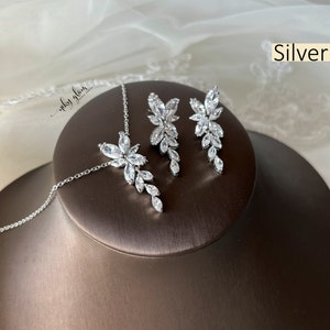 ORCHID set Braut Design Schmuck Set Roségold oder Silber oder Gold/Kristall Ohrringe Armband Halskette Bild 1
