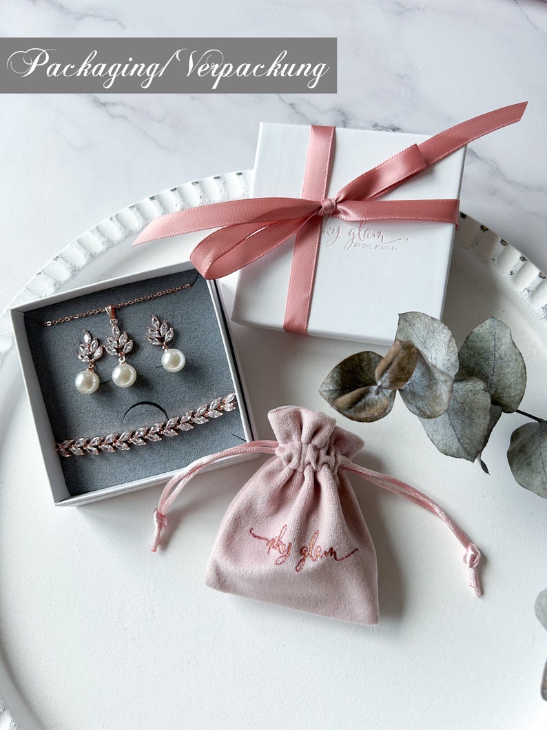 VIVIENNE-Set Zierliches Süßwasserperlen-Set aus 925er Sterlingsilber / Braut-Ohrringe, Lasso-Halskette, Armband Bild 9