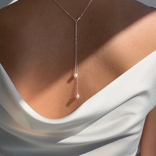 Chaîne GRACIA - Collier de mariée minimaliste en perles d'eau douce / argent sterling / plaqué or et laiton plaqué or rose