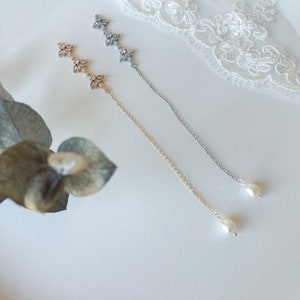 Backdrop Chain LUNA Chain - Crystal Pearl Backdrop Chain Bridal Necklace / Bridal Back ...