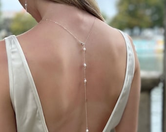 Chaîne JAMILA - Chaîne de toile de fond baroque de perles d'eau douce / Collier de mariée