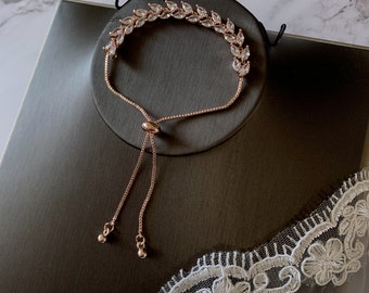 Brauts Blatt Design Armband Verstellbar in Silber Rosegold Gold/Hochzeitsschmuck/Brautjungfer Schmuck