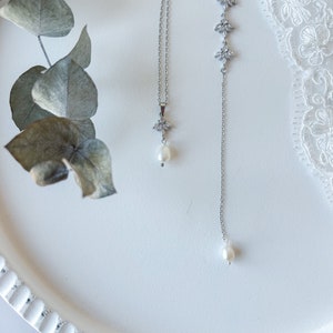 ALYA-Set handgefertigtes Süßwasserperlen-Brautschmuck-Set/Hochzeits-Kristall-Ohrringe, Halskette, Armband Bild 6