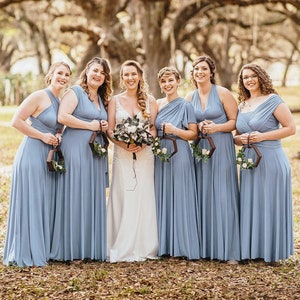 DUSTY BLUE Bridesmaid Dress, Infinity Dress, Convertible Dress Bridesmaid, Maxi Dress for Women Wedding Guest Spring, Evening Dress Formal image 1