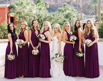 Plum Floor/ Knee Length Convertible Bridesmaid Dress  Infinity Bridesmaid Dress Multiway Wrap Dress  Maternity Dress Ball Gown Wedding Dress