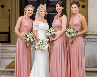 dusty rose and gold bridesmaid dresses