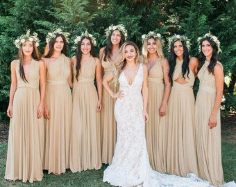 Beige Floor Length Bridesmaid Dress Convertible Bridesmaid Dress Multiway Dress Infinity Bridesmaid Dress Maternity Dress Ball Gown Wedding