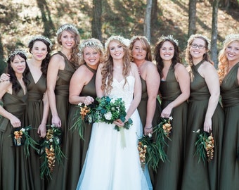 princess polly baby blue dress Forest Green Satin Bridesmaid Dress | Amelia