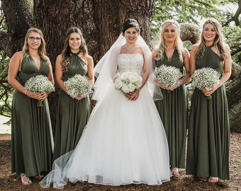 FOREST GREEN Infinity Dress, Bridesmaid Dress, Convertible Dress Bridesmaid, Maternity Dress Baby Shower, Maxi Dress, Infinity Dress Bandeau
