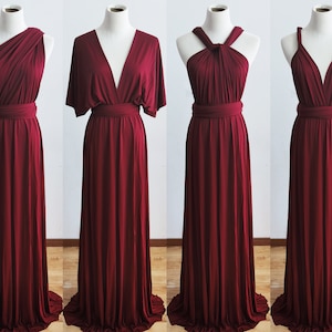 BURGUNDY Infinity Dress, Bridesmaid Dress, Convertible Dress Bridesmaid, Maternity Dress Baby Shower, Maxi Dress Infinity Dress with Bandeau