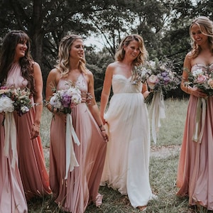 TDY Dusty Rose Maxi Bridesmaid Convertible Dress Infinity Dress