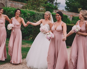 Long/ Short Dusty Rose Bridesmaid Dress Infinity Dress Convertible Bridesmaid Dress Multi-Way Dress Evening Gown Dress Maternity Dress