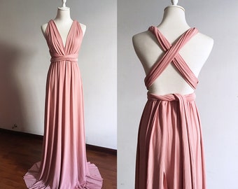 Long/ Short Dusty Rose Convertible Bridesmaid Dress Infinity - Etsy