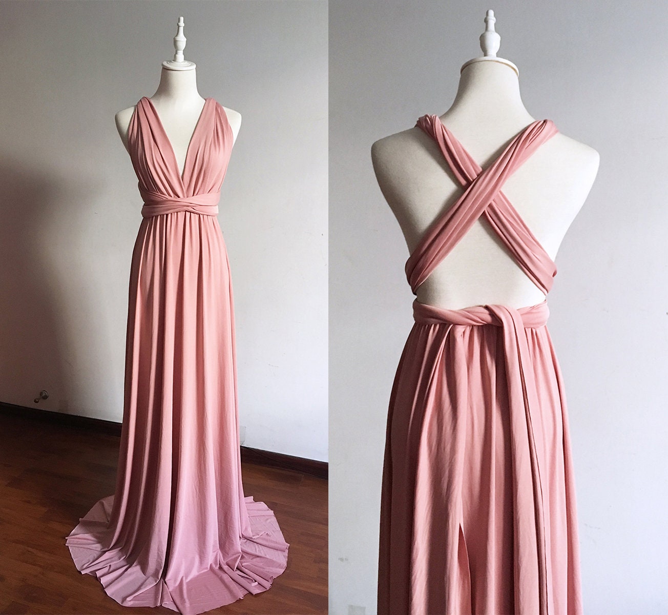 Long/ Short Dusty Rose Bridesmaid Dress ...