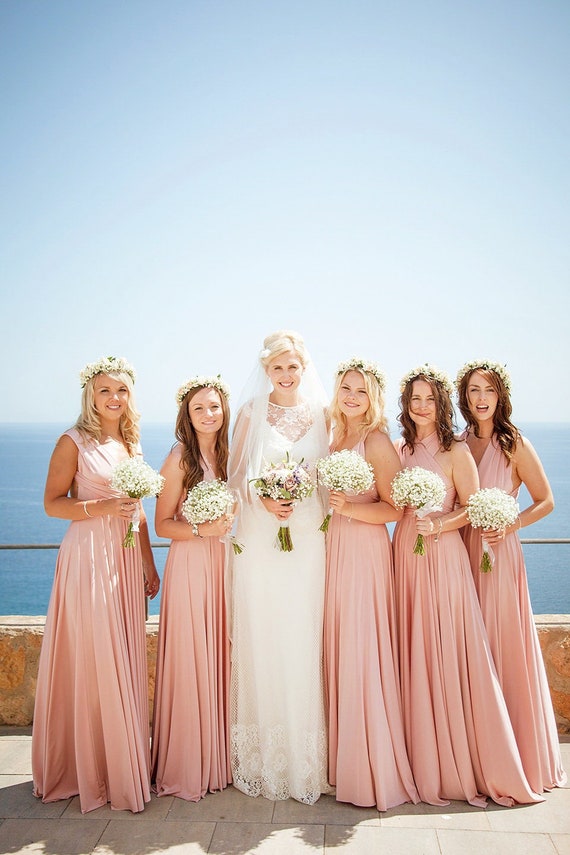 Blush Pink Convertible Short Bridesmaid Dresses Blush Pink Convertible Short Bridesmaid Dresses