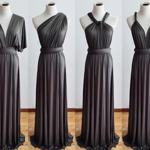 CHARCOAL Infinity Dress, Bridesmaid Dress, Multi-way Bridesmaid Dress, Short Dress for Women Wedding Guest Summer, Party Dress Evening Dress