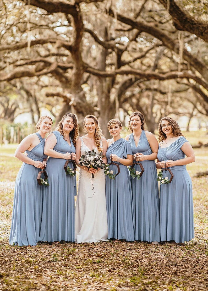 DUSTY BLUE Bridesmaid Dress, Infinity Dress, Convertible Dress Bridesmaid, Maxi Dress for Women Wedding Guest Spring, Evening Dress Formal zdjęcie 2