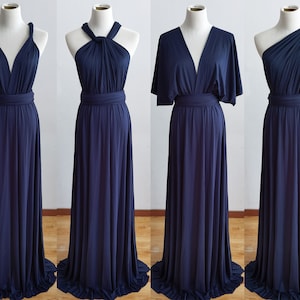 NAVY Bridesmaid Dress, Infinity Dress, Multi-way Bridesmaid Dress, Midi Dress for Women Wedding Guest Summer, Party Dress, Evening Dress