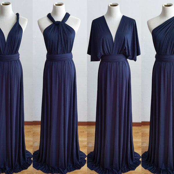 NAVY Bridesmaid Dress, Infinity Dress, Multi-way Bridesmaid Dress, Midi Dress for Women Wedding Guest Summer, Party Dress, Evening Dress