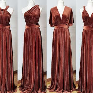 COPPER-VELVET Infinity Dress, Bridesmaid Dress, Convertible Dress Bridesmaid, Maternity Dress Photo Shoot, Wedding Guest Dress, Plus Size