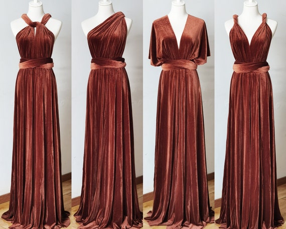 COPPER VELVET Infinity Dress Bridesmaid Dress Convertible Dress Bridesmaid Maternity Dress Photo Shoot Wedding Guest Dress Plus Size Etsy