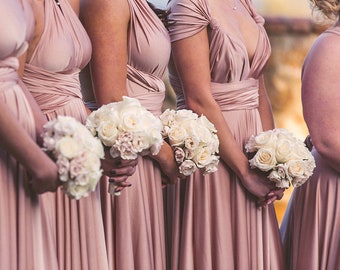 Dusty Rose Floor/ Knee Length Convertible Bridesmaid Dress Multi-way Dress Maternity Dress Long Ball Gown Evening Dress Plus Size Dress