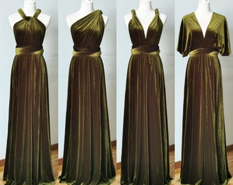 OLIVE-VELVET Infinity Dress, Bridesmaid Dress, Multi-way Bridesmaid Dress, Maxi Dress for Women Wedding Guest Spring, Formal Dress