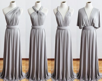 GRAY Bridesmaid Dress, Infinity Dress, Multi-way Bridesmaid Dress, Midi Dress for Women Black, Evening Dress, Formal Dress, Party Dress