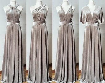 GRAY-VELVET Bridesmaid Dress, Infinity Dress, Convertible Dress Bridesmaid, Maternity Dress Baby Shower, Maxi Dress, Infinity Dress Bandeau