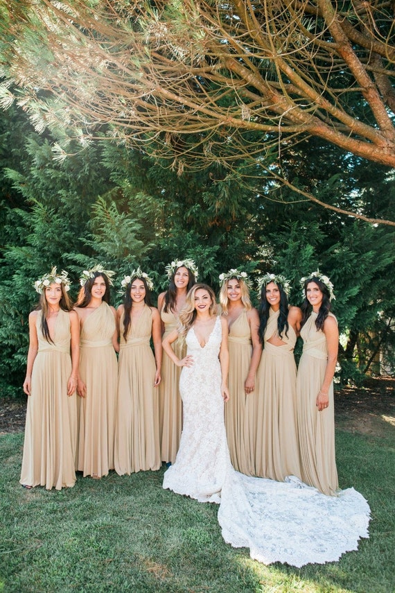 beige bridesmaid dresses