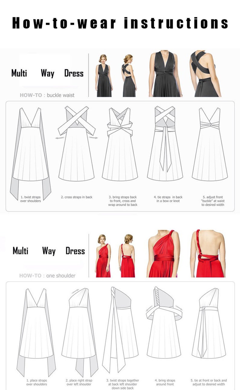 FOSSIL Brautjungfernkleid, Infinity-Kleid, Multi-Way-Brautjungfernkleid, Langes Kleid für Frauen schwarz, Abendkleid, Formales Kleid, Partykleid Bild 9
