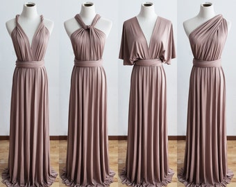 DUSTY MAUVE Brautjungfernkleid, Infinity-Kleid, Mehrweg-Brautjungfernkleid, Midi-Kleid für Frauen schwarz, Abendkleid, formelles Kleid, Partykleid