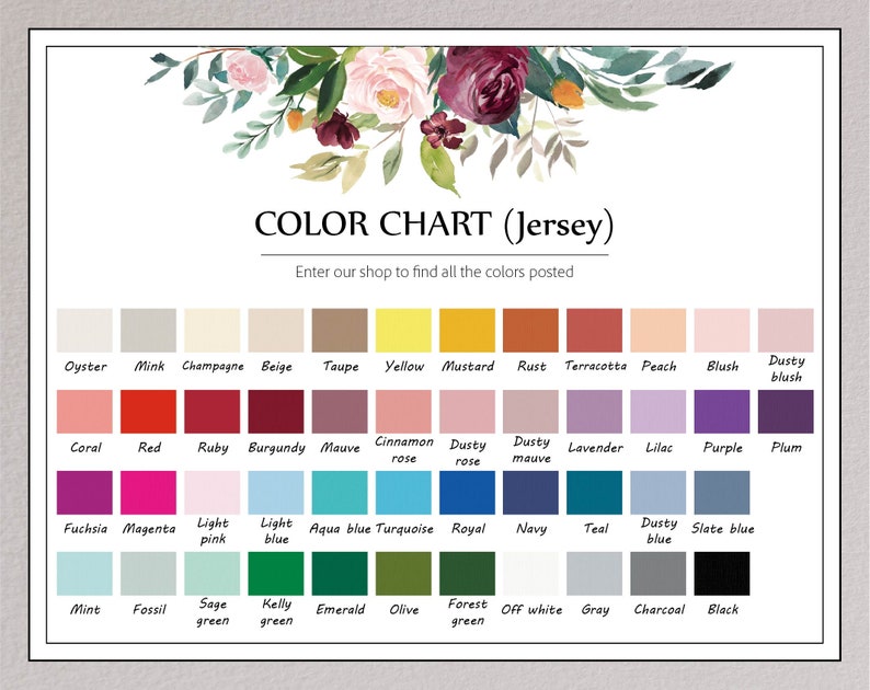Pode incluir: Carta de cores para tecido de malha jersey com 36 amostras de cores. As cores est&atilde;o dispostas em filas e etiquetadas com os seus nomes. A carta inclui cores como ostra, vison, champanhe, bege, castanho-acinzentado, amarelo, mostarda, ferrugem, terracota, p&ecirc;ssego, blush, blush empoeirado, coral, vermelho, rubi, bord&ocirc;, malva, rosa canela, rosa empoeirado, malva empoeirado, lavanda, lil&aacute;s, roxo, ameixa, f&uacute;csia, magenta, rosa claro, azul claro, azul &aacute;gua, turquesa, azul royal, azul marinho, azul-petr&oacute;leo, azul empoeirado, azul ard&oacute;sia, menta, f&oacute;ssil, verde s&aacute;lvia, verde kelly, esmeralda, oliva, verde floresta, branco quebrado, cinza, carv&atilde;o e preto.