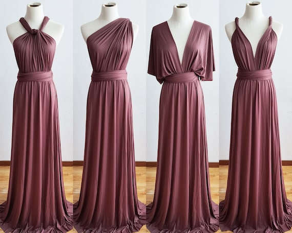 Buy MAUVE/ ROSEWOOD Infinity Dress, Bridesmaid Dress, Convertible
