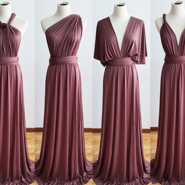 MAUVE/ ROSEWOOD Infinity Dress, Bridesmaid Dress, Convertible Dress Bridesmaid, Long Dress for Women Wedding Guest Spring, Evening Dress