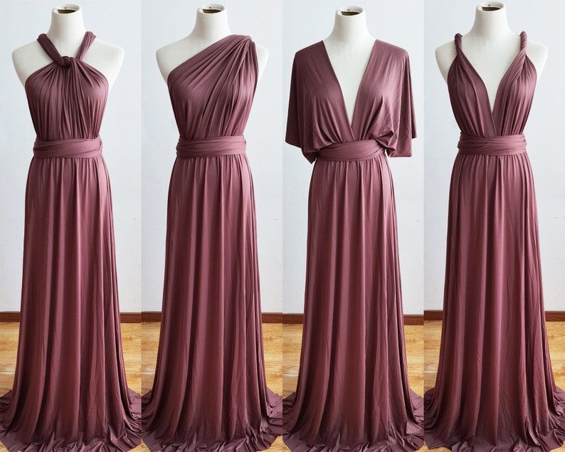 MAUVE/ ROSEWOOD Infinity Dress, Bridesmaid Dress, Convertible Dress Bridesmaid, Long Dress for Women Wedding Guest Spring, Evening Dress image 1