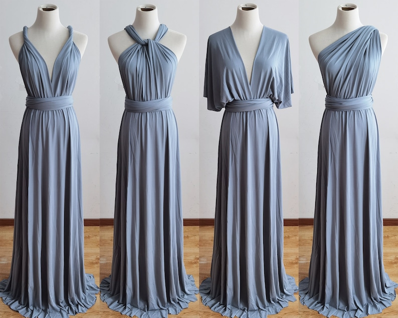 DUSTY BLUE Bridesmaid Dress, Infinity Dress, Convertible Dress Bridesmaid, Maxi Dress for Women Wedding Guest Spring, Evening Dress Formal zdjęcie 3